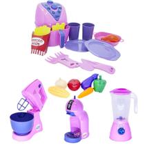 Kit Jantar Menina Café Bolo Liquidificador Comida Legume 24p Kit Jantar Menina Café Bolo Liquidificador Comida Legume 24p