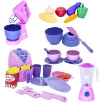 Kit Jantar Menina Forma Bolo Brinquedo Comida Xícaras 31pç Kit Jantar Menina Forma Bolo Brinquedo Comida Xícaras 31pç