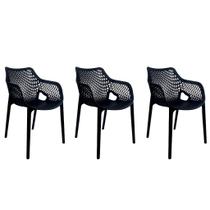 Kit Jantar Suits 3 Cadeiras Área Interna Preto Kit Jantar Suits 3 Cadeiras Área Interna Preto