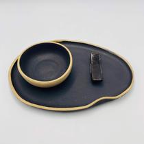 Kit Japonês 3 peças em cerâmica Terra Yin Preto Kit Japonês 3 peças em cerâmica Terra Yin Preto