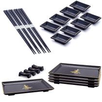 Kit Japonês 8 Molheira 4 Hashi 4 Prato 4 Descanso Hashi Kit Japonês 8 Molheira 4 Hashi 4 Prato 4 Descanso Hashi