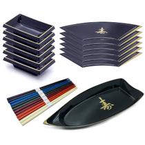 Kit Japonês Oriental 6 Pessoas Sushi Sashimi Com Barco Sushi