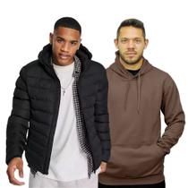 Kit Jaqueta Puffer Bobojaco e Blusa De Moletom Masculino - Brod