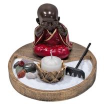 Kit Jardim Zen Buda Monge Não Vejo/Falo/Escuto Vermelho/Gold