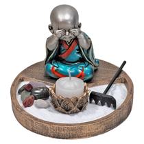Kit Jardim Zen Buda Não Vejo/Falo/Escuto Dourado Turquesa II Kit Jardim Zen Buda Não Vejo/Falo/Escuto Dourado Turquesa II