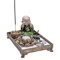 Kit Jardim Zen Harmonia Paz Buda Monge Não Falo/Vejo/Escuto - M3 Decoração