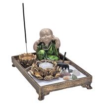 Kit Jardim Zen Harmonia Paz Buda Monge Não Falo/Vejo/Escuto