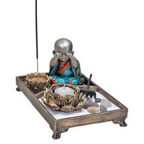Kit Jardim Zen Paz Harmonia Buda Monge Não Falo/Vejo/Escuto