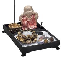 Kit Jardim Zen Preto Com Monge Budinha Não Falo/Vejo/Escuto Kit Jardim Zen Preto Com Monge Budinha Não Falo/Vejo/Escuto