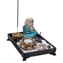 Kit Jardim Zen Preto Com Monge Budinha Não Vejo/Escuto/Falo Kit Jardim Zen Preto Com Monge Budinha Não Vejo/Escuto/Falo