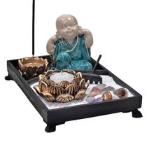 Kit Jardim Zen Preto Com Monge Budinha Não Vejo/Escuto/Falo