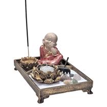 Kit Jardim Zen Retangular E Monge Buda Não Falo/Vejo/Escuto