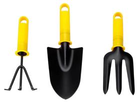Kit Jardinagem 3 Peças Pá Garfo Rastelo Ferramentas Jardim horta Kit Jardinagem 3 Peças Pá Garfo Rastelo Ferramentas Jardim horta
