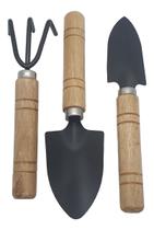 Kit Jardinagem C/ Cabo De Madeira 3pçs Para Vasos Terrários