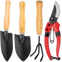 Kit Jardinagem Jardim Tesoura Poda Ancinho Pazinha Garfo