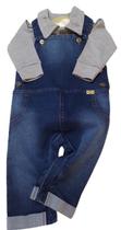 Kit Jardineira Jeans + Body Longo Bebê Menino Katita 27117 Kit Jardineira Jeans + Body Longo Bebê Menino Katita 27117