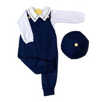 Kit Jardineira Masculina Azul Marinho - 2 Peças