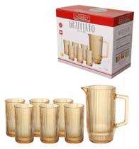 Kit Jarra 1,2l Com 6 Copos 420ml Vidro Graffiato Hauskraft