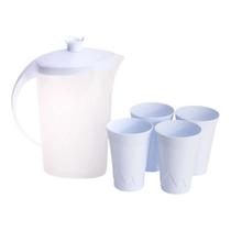 Kit Jarra 1,5 Litros Com 4 Copos 250ml Plástico Delta Útil
