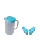 Kit jarra 1,6 l com tampa + 6 copos 350ml azul Kit jarra 1,6 l com tampa + 6 copos 350ml azul
