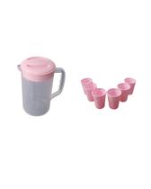Kit jarra 1,6 l com tampa + 6 copos 350ml rosa Kit jarra 1,6 l com tampa + 6 copos 350ml rosa