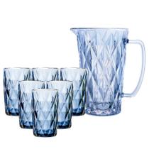 Kit Jarra 1l + 6 Copos Diamante Azul Class Home Kit Jarra 1l + 6 Copos Diamante Azul Class Home