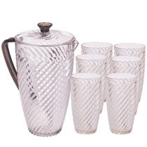 Kit jarra 2 litros e 6 copos 500ml de plástico Cristal Twist preto Plasutil Kit jarra 2 litros e 6 copos 500ml de plástico Cristal Twist preto Plasutil