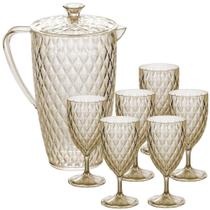 Kit jarra 2 litros e 6 taças para água 380ml de plástico Cristal âmbar Plasutil Kit jarra 2 litros e 6 taças para água 380ml de plástico Cristal âmbar Plasutil