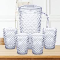 Kit Jarra 3 Litros + 4 Copos 500ml de Acrílico Luxxor Para Bebidas Sucos Água - Paramount Kit Jarra 3 Litros + 4 Copos 500ml de Acrílico Luxxor Para Bebidas Sucos Água - Paramount