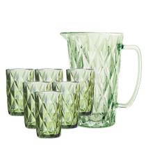 Kit Jarra + 6 Copos Água Diamante Verde Class Home Kit Jarra + 6 Copos Água Diamante Verde Class Home