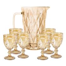 Kit Jarra + 6 Taças Água Diamante Amber Class Home