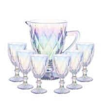 Kit Jarra + 6 Taças Água Diamante Rainbow Class Home Kit Jarra + 6 Taças Água Diamante Rainbow Class Home