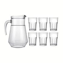 Kit Jarra Bar 1,5L Com 6 Copos Isis Vitamina Vidro Temperado