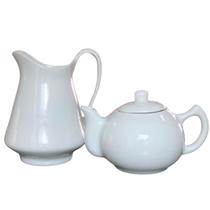 Kit Jarra clássica 1,2L e Bule chaleira 830ml - Porcelana Branca