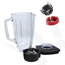 Kit Jarra Copo de Vidro Quadrado Para Oster Clássico Conjunto Base com Lâmina e Borracha Tampa com Dosador