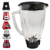 Kit Jarra Copo Vidro Redondo Oster Com Tampa Lamina E Borracha Kit Jarra Copo Vidro Redondo Oster Com Tampa Lamina E Borracha