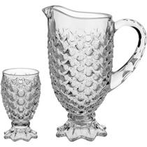 KIT JARRA COPOS 1,3L 220ml VIDRO TRANSP 7PÇ MAURÍCIA