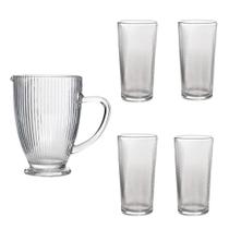 Kit Jarra de Vidro Aprisma 1 Litro + Conjunto Copo 4 peças