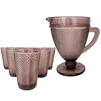 Kit Jarra e 6 Copos de Vidro Bico de Jaca Roxo Marsala Mesa Kit Jarra e 6 Copos de Vidro Bico de Jaca Roxo Marsala Mesa