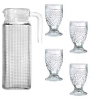 Kit Jarra E Taças Barroco Vidro Wheaton 1200ml