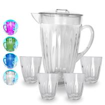 Kit Jarra Elegance 2L E 4 Cops 400ml Jogo De Refresco Servir Água Suco