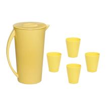 Kit Jarra Fresc 2,5L 4 Copos Tendência Polipropileno Amarela Kit Jarra Fresc 2,5L 4 Copos Tendência Polipropileno Amarela