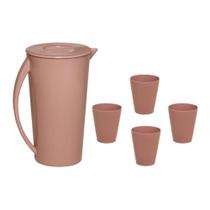 Kit Jarra Fresc 2,5L 4 Copos Tendência Polipropileno Rosé Kit Jarra Fresc 2,5L 4 Copos Tendência Polipropileno Rosé