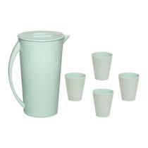 Kit Jarra Fresc 2,5L 4 Copos Tendência Polipropileno Verde Kit Jarra Fresc 2,5L 4 Copos Tendência Polipropileno Verde
