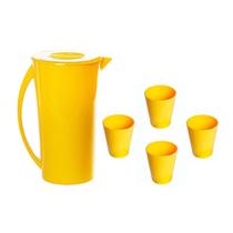 Kit Jarra Fresc Vemplast 1 Jarra 4 Copos Tropical Amarelo Kit Jarra Fresc Vemplast 1 Jarra 4 Copos Tropical Amarelo