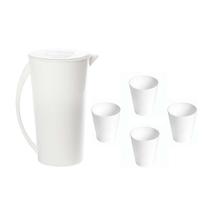 Kit Jarra Fresc Vemplast 1 Jarra 4 Copos Tropical Branco Kit Jarra Fresc Vemplast 1 Jarra 4 Copos Tropical Branco