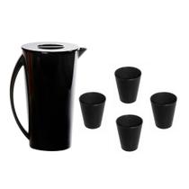 Kit Jarra Fresc Vemplast 1 Jarra 4 Copos Tropical Preto Kit Jarra Fresc Vemplast 1 Jarra 4 Copos Tropical Preto