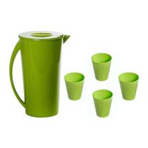 Kit Jarra Fresc Vemplast 1 Jarra 4 Copos Tropical Verde Kit Jarra Fresc Vemplast 1 Jarra 4 Copos Tropical Verde