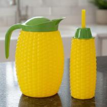 Kit Jarra Para Suco 1,5L + Copo com Canudo 300ml Milho Divertido Kit Jarra Para Suco 1,5L + Copo com Canudo 300ml Milho Divertido