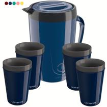 Kit Jarra Térmica 2L Caribe 4 Copos Térmicos 350ML Munique Unitermi Bebida Água Suco Kit Jarra Térmica 2L Caribe 4 Copos Térmicos 350ML Munique Unitermi Bebida Água Suco